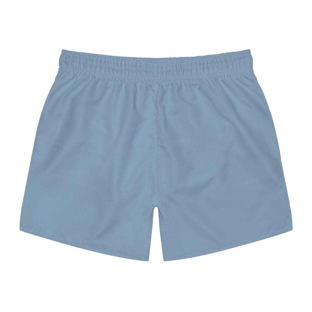 Men's Solid Slate Blue Swim Trunks — Quick-Dry Beach Shorts