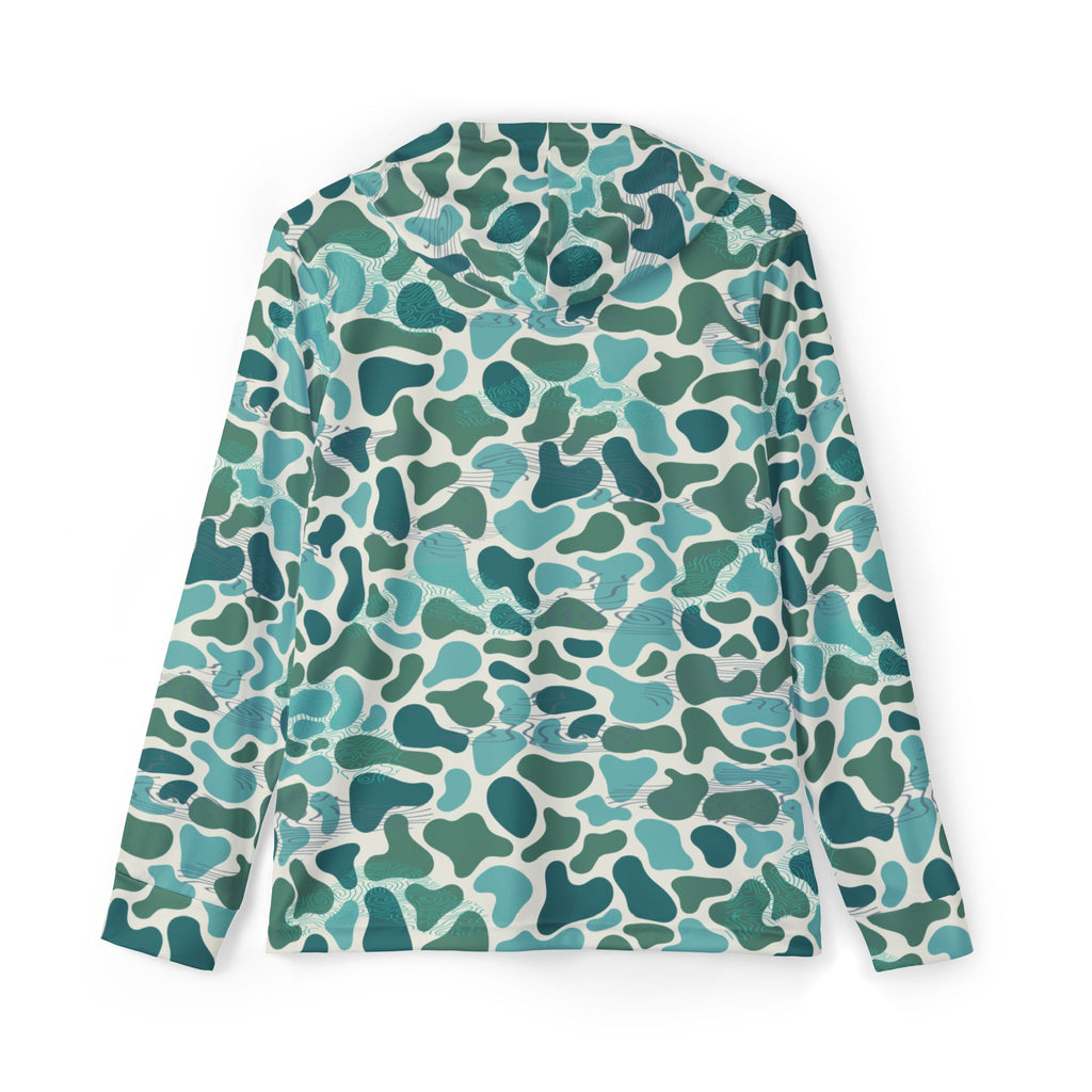 Men's Camo Warmup Hoodie - Teal Green All-Over Print Sports Pullover