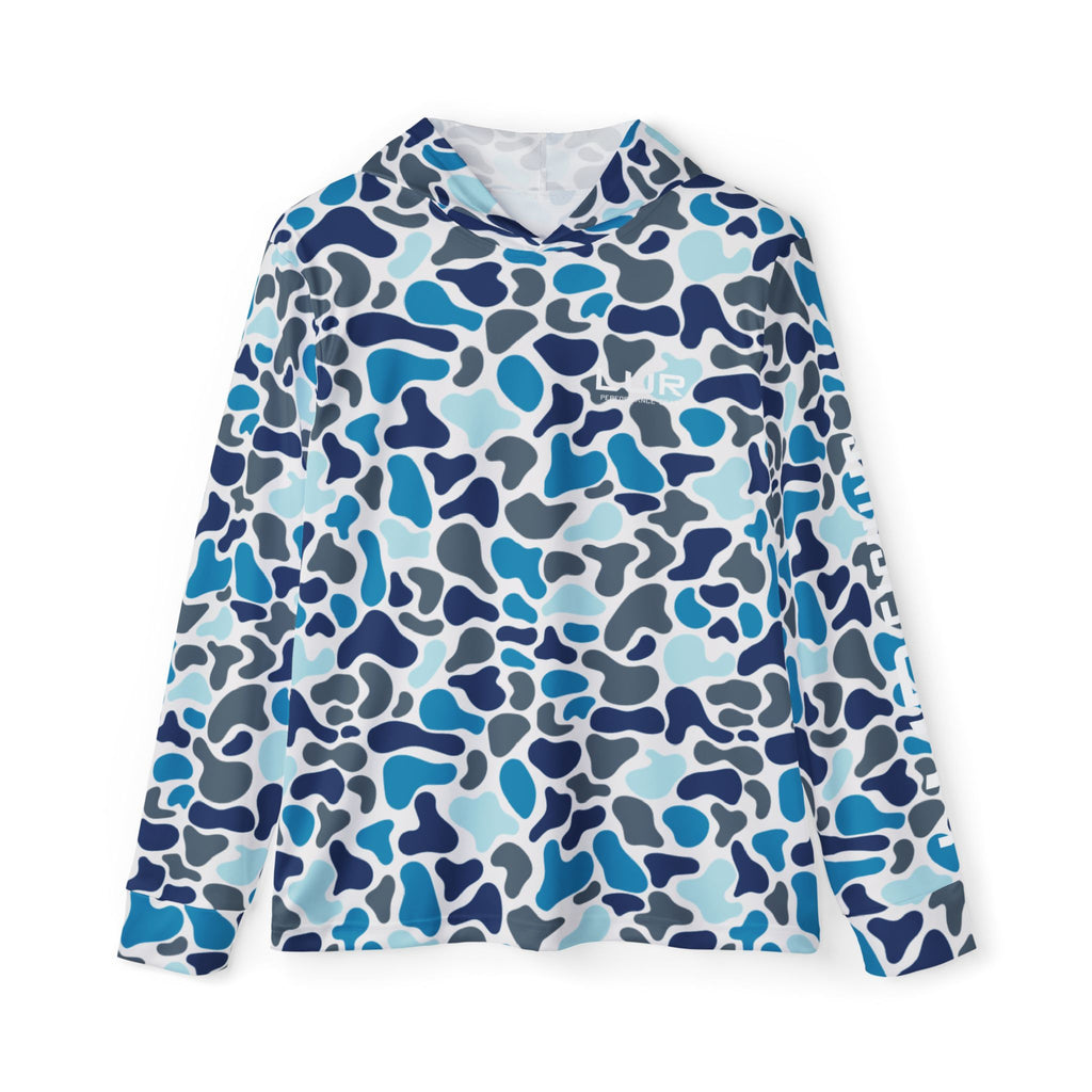 Blue Camo All-Over Print Hoodie — Men’s Lightweight Sports Warmup Pullover