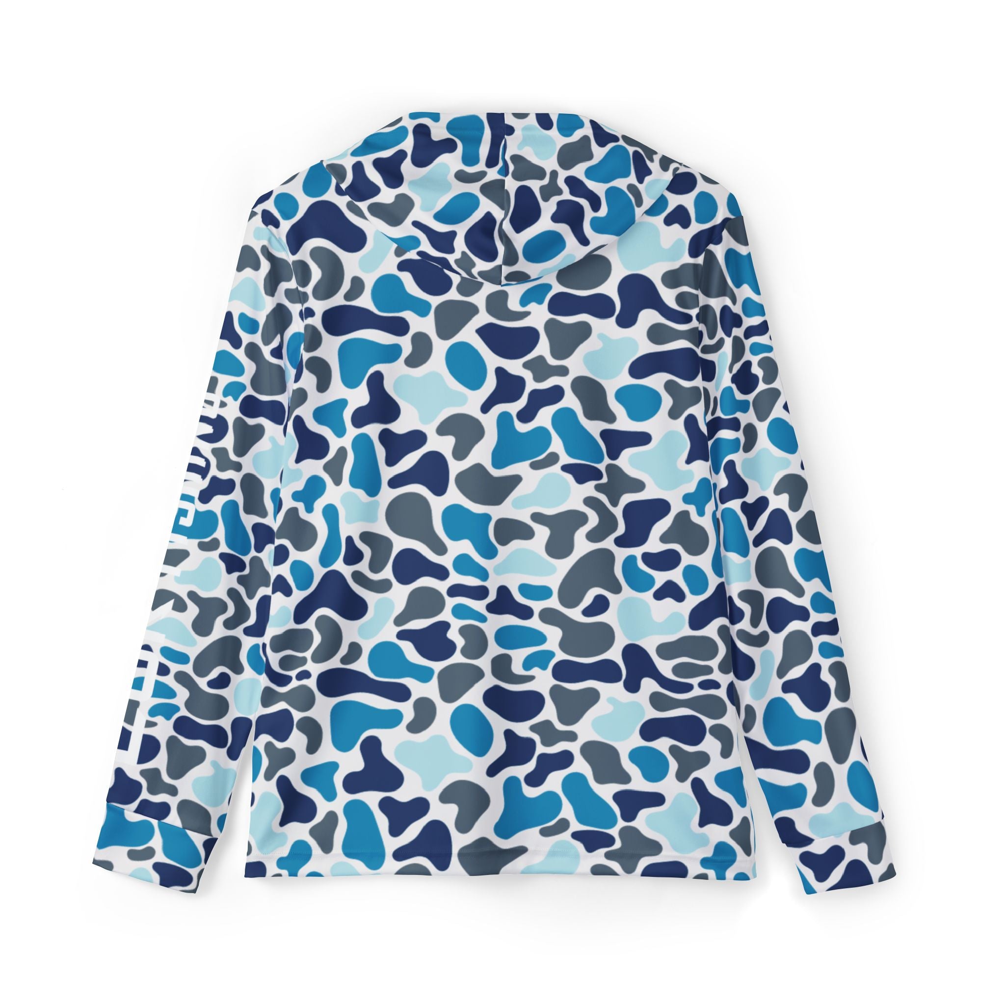 Blue Camo All-Over Print Hoodie — Men’s Lightweight Sports Warmup Pullover