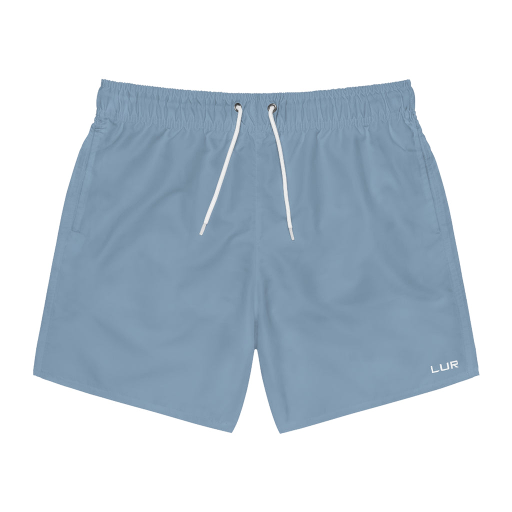 Men's Solid Slate Blue Swim Trunks — Quick-Dry Beach Shorts