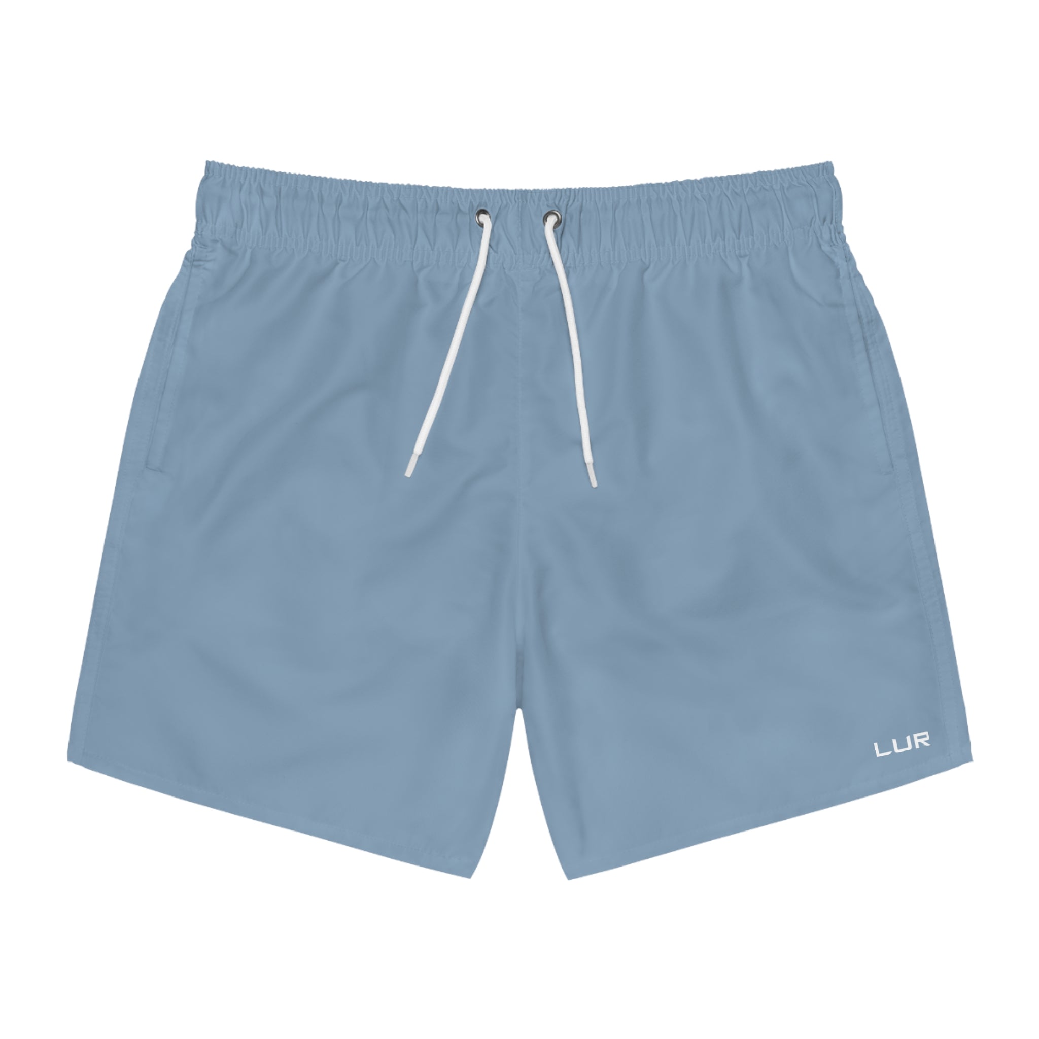 Men's Solid Slate Blue Swim Trunks — Quick-Dry Beach Shorts
